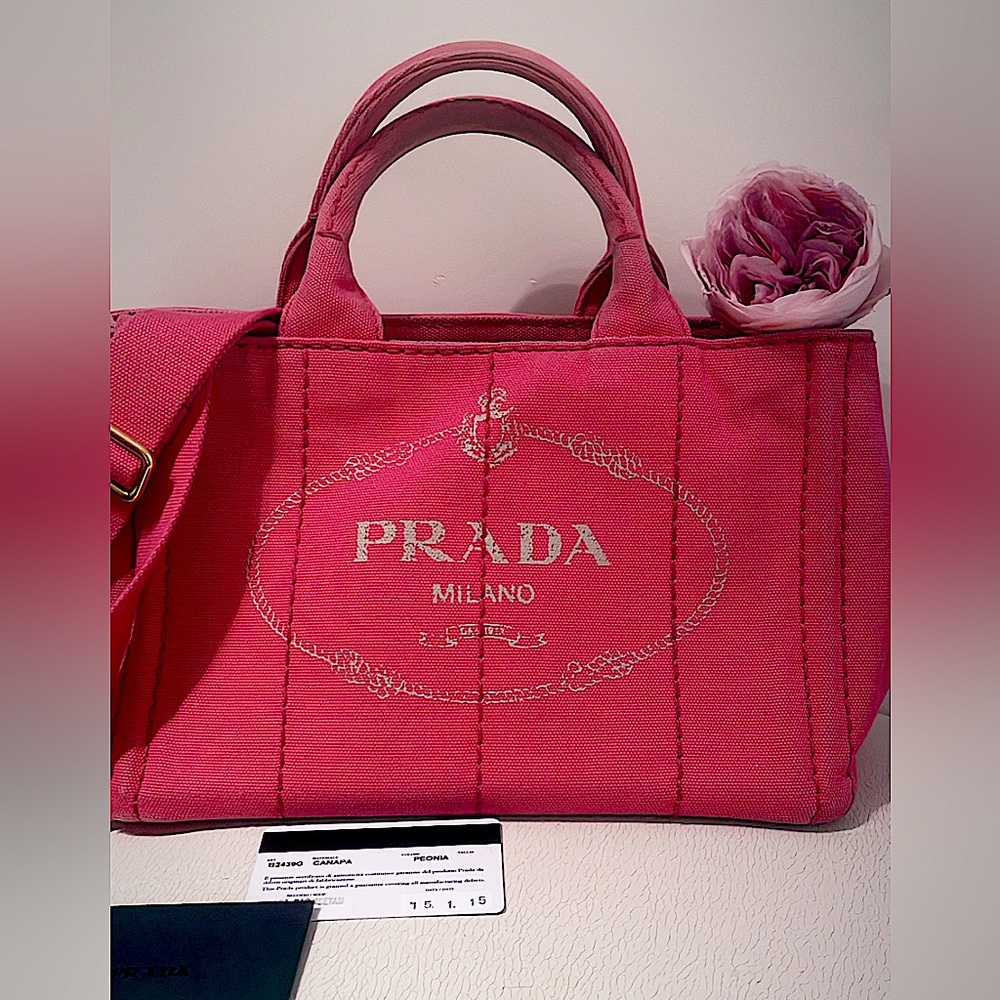 Prada  Canapa in peonia color  100% authentic